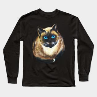 Drawing Chocolate Point Siamese Cat Siamese Cat Lover Gift Long Sleeve T-Shirt